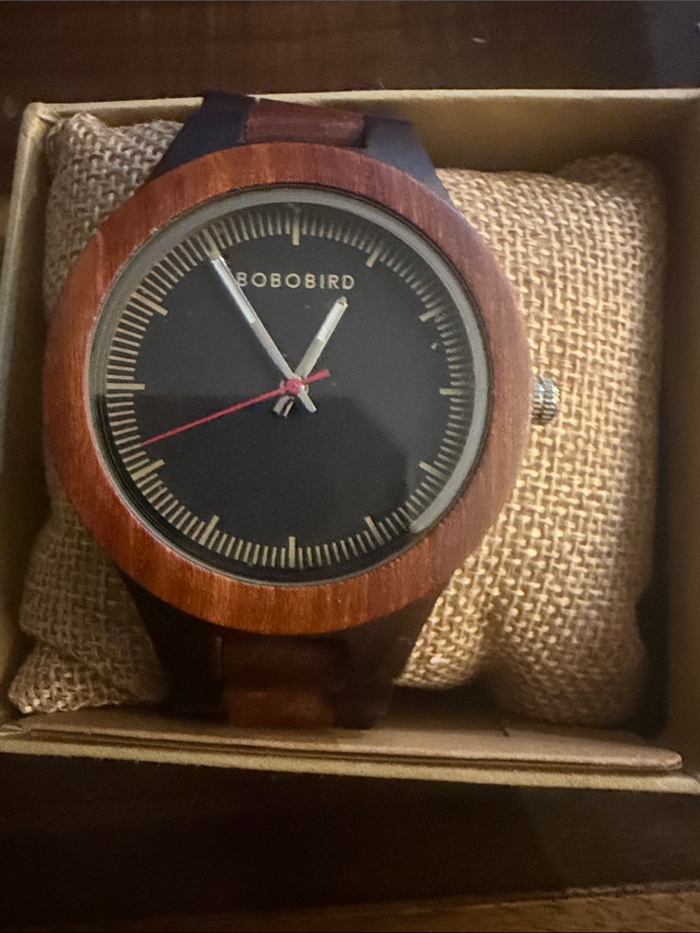 BOBO BIRD Men’s Wooden Watch – Black Dial with Brown Wood Case